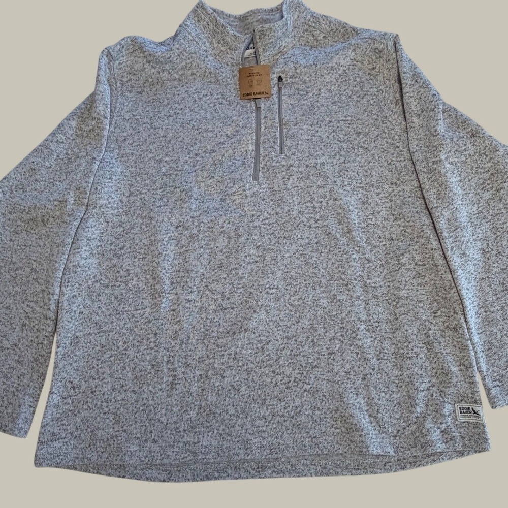Eddie Bauer Mens Radiator Fleece 1/4 Zip Pullover Light Gray 3357 XXL NWT